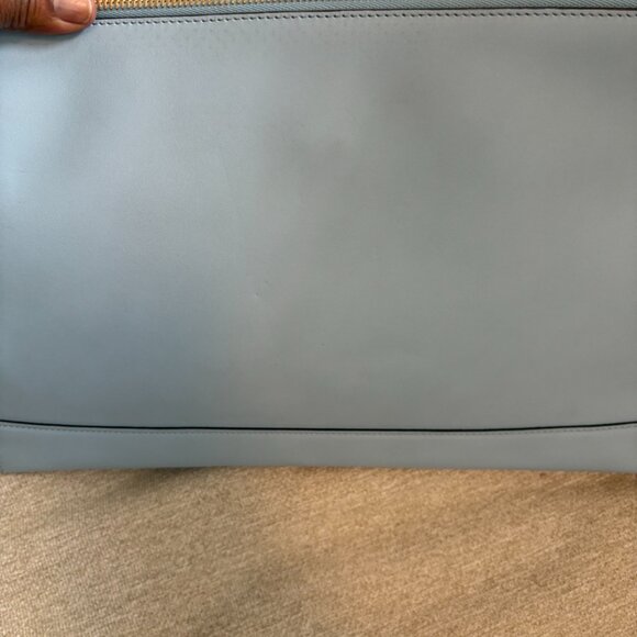 ✨ Fendi Vitello King Logo Embossed Large Flat Pouch – Rare Blue ✨ - Picture 6 of 9